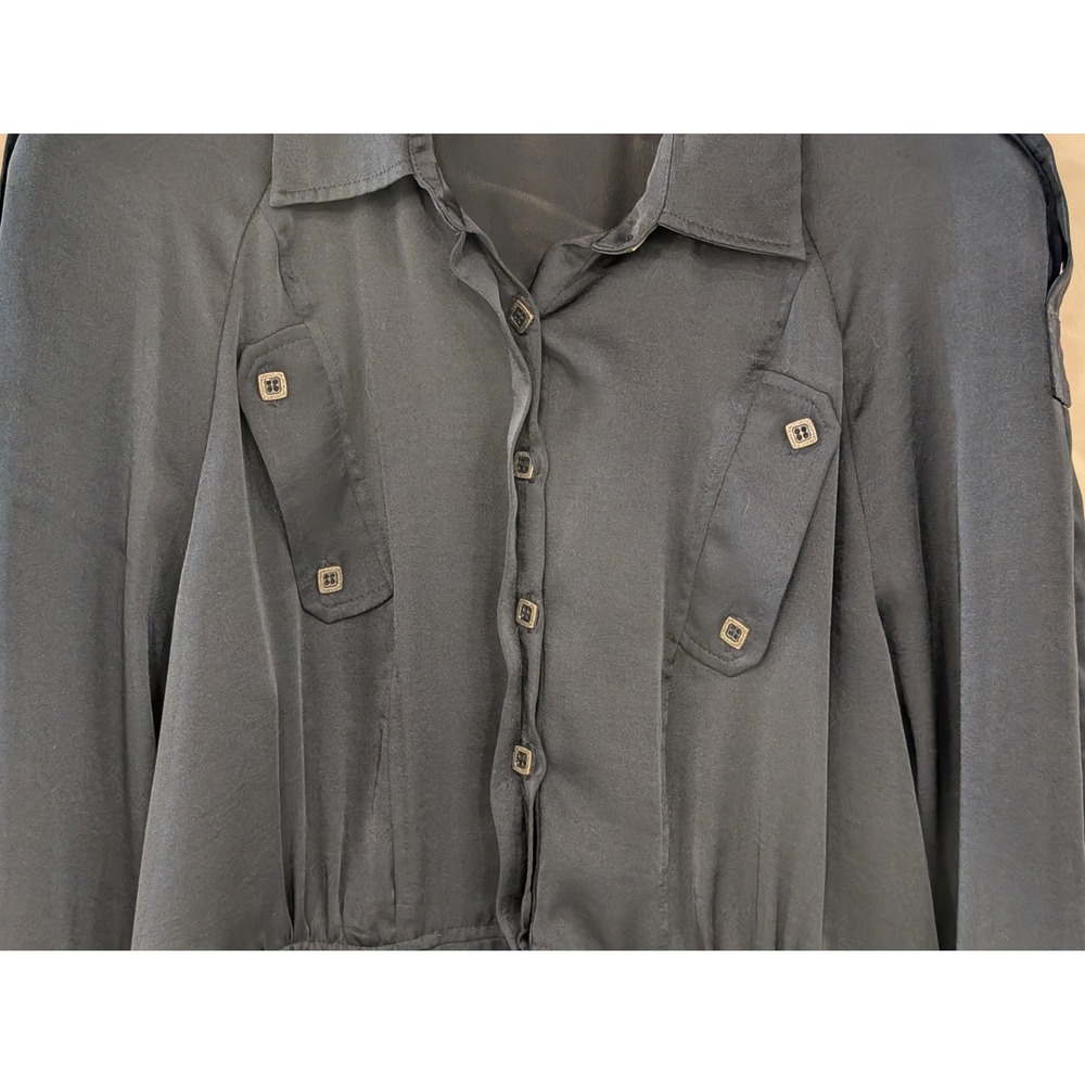 Tribal Black‎ Long Sleeve Button Down Tunic Blouse Women's Size 14 Collared - Picture 3 of 7